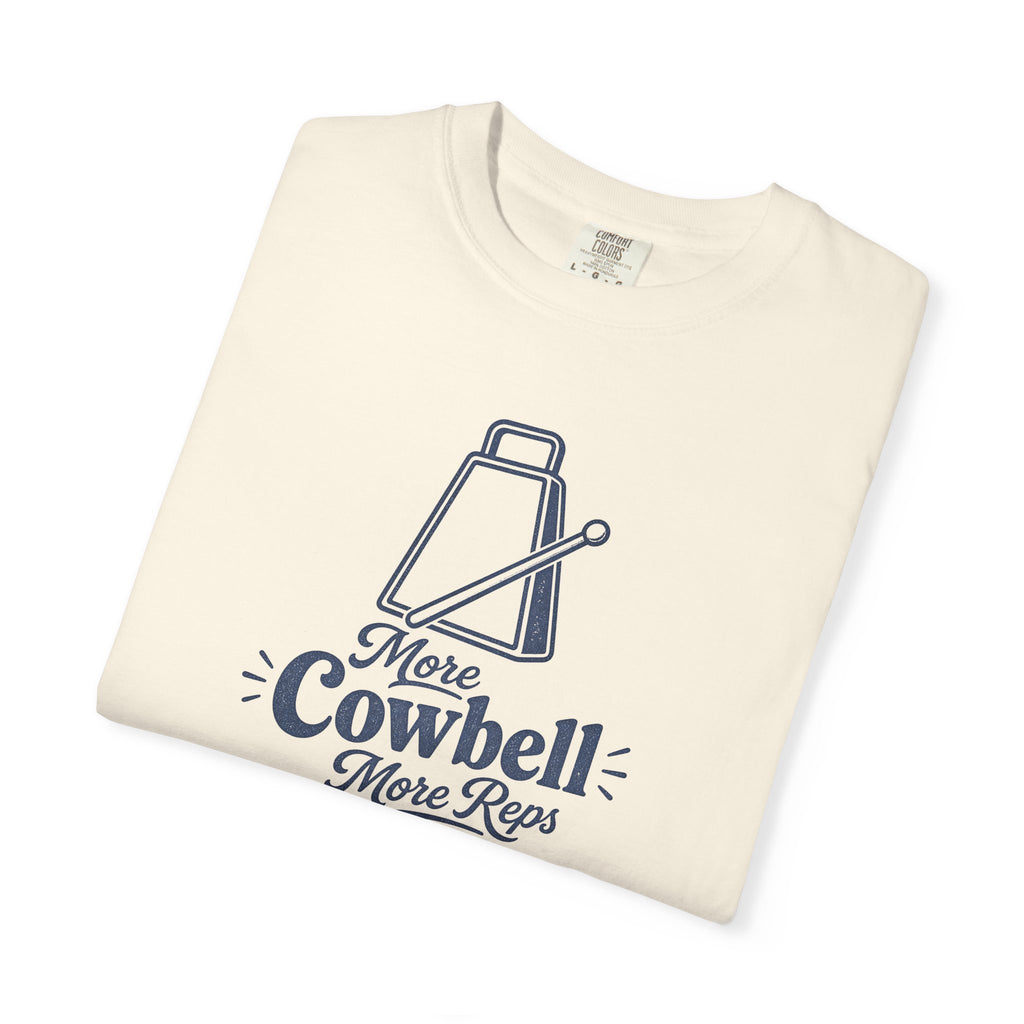 Cowbell Graphic T-Shirt — “More Cowbell, More Reps” Fitness Tee