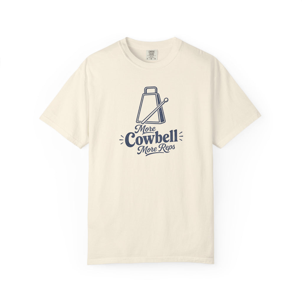 Cowbell Graphic T-Shirt — “More Cowbell, More Reps” Fitness Tee