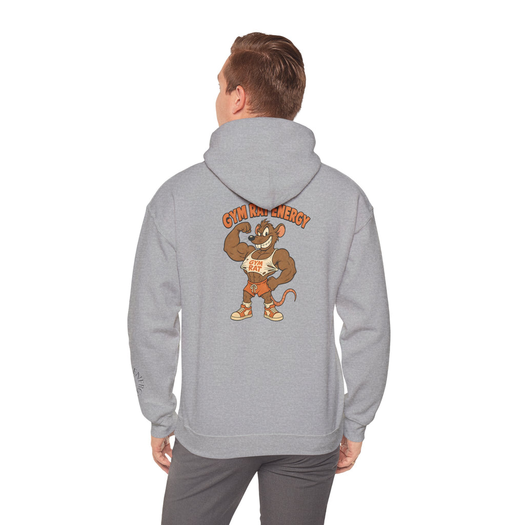 Hoodie - Gym Energy Muscle Rat Vintage Fitness Graphic Hoodie