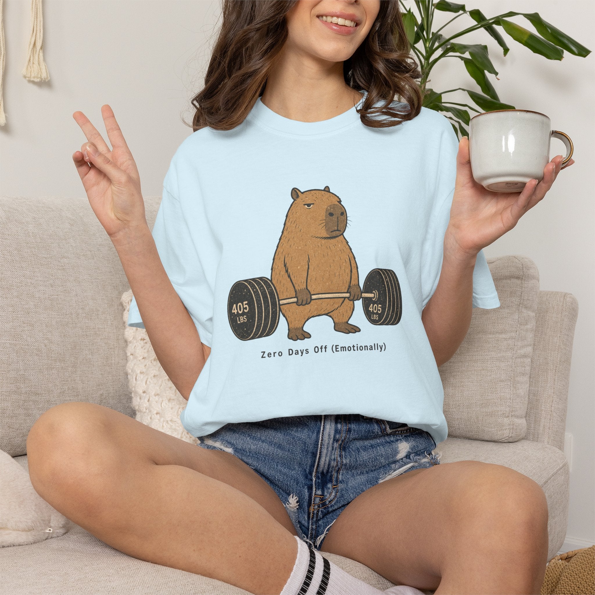 Bear Lifting Barbell T-Shirt — "Zero Days Off (Emotionally)" Gym Humor Tee